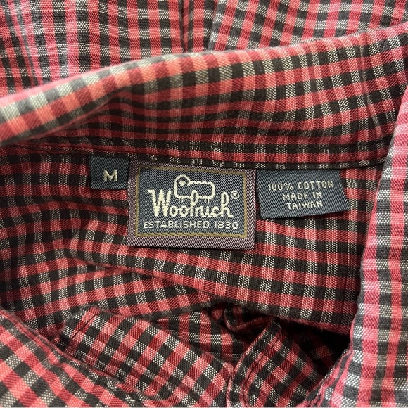 Woolrich Women’s Size M Red Black Checkered Button Up Shirt Outdoor Gorpcore - Picture 7 of 11